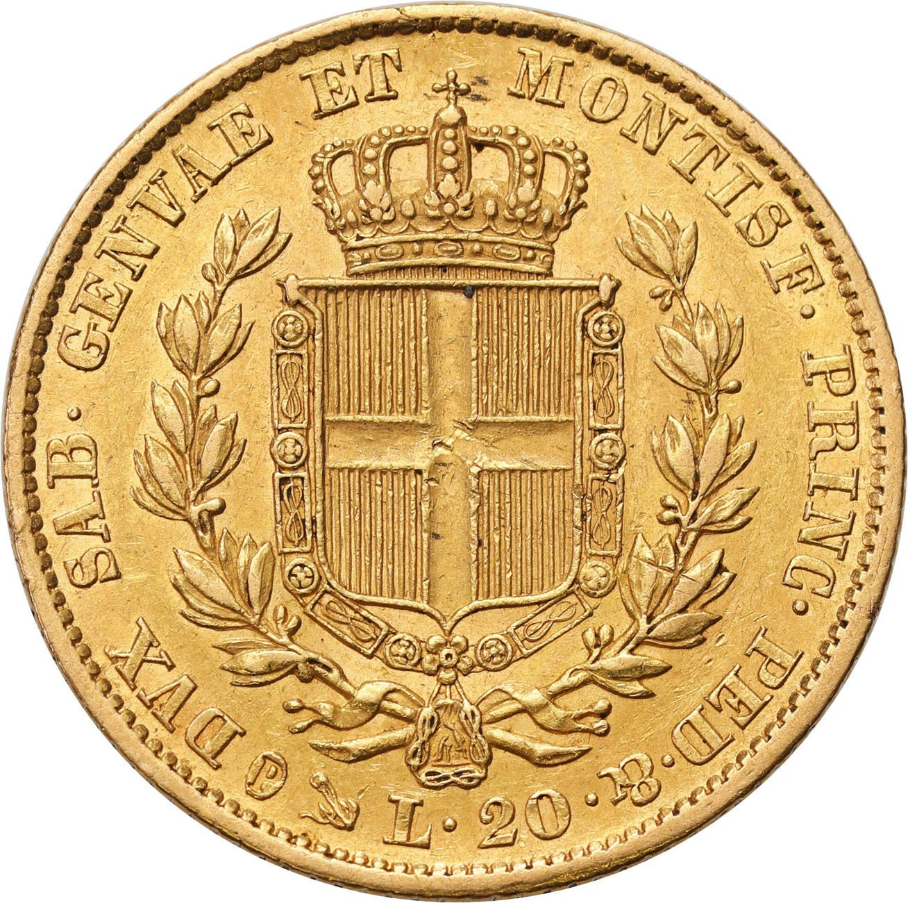 Włochy Sardynia 20 Lirów 1845 (kotwica)